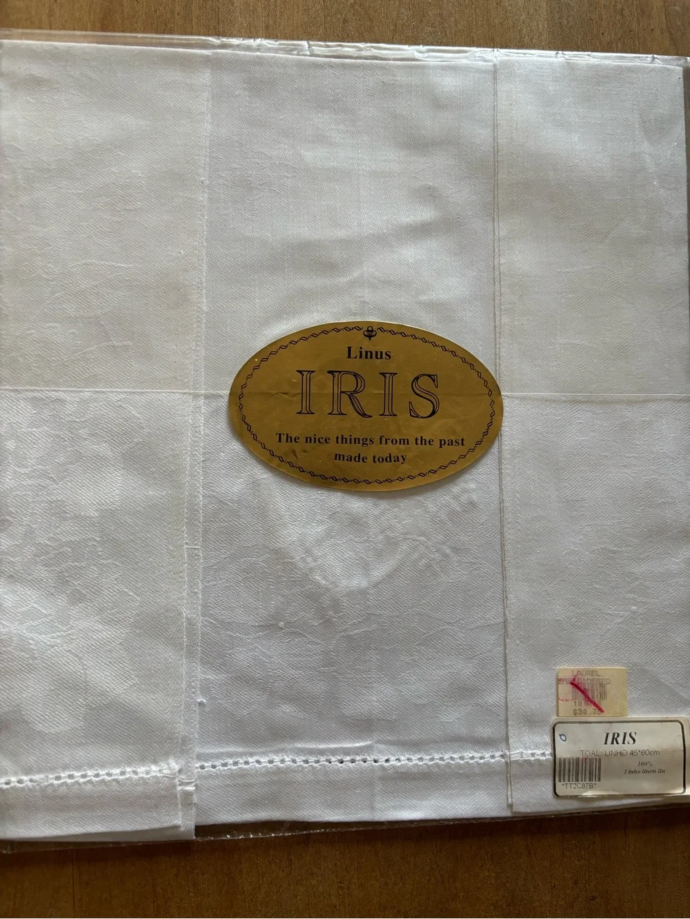 Vintage Linus IRIS Monogrammed Linens Set of 3 Floral Embroidery Heritage